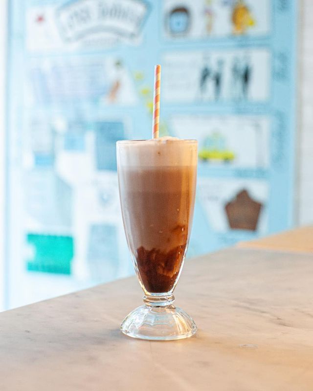 an egg cream from old john's diner on the counter top