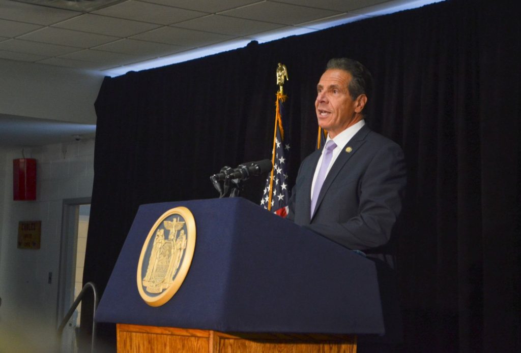 Governor Cuomo at podium for press conference