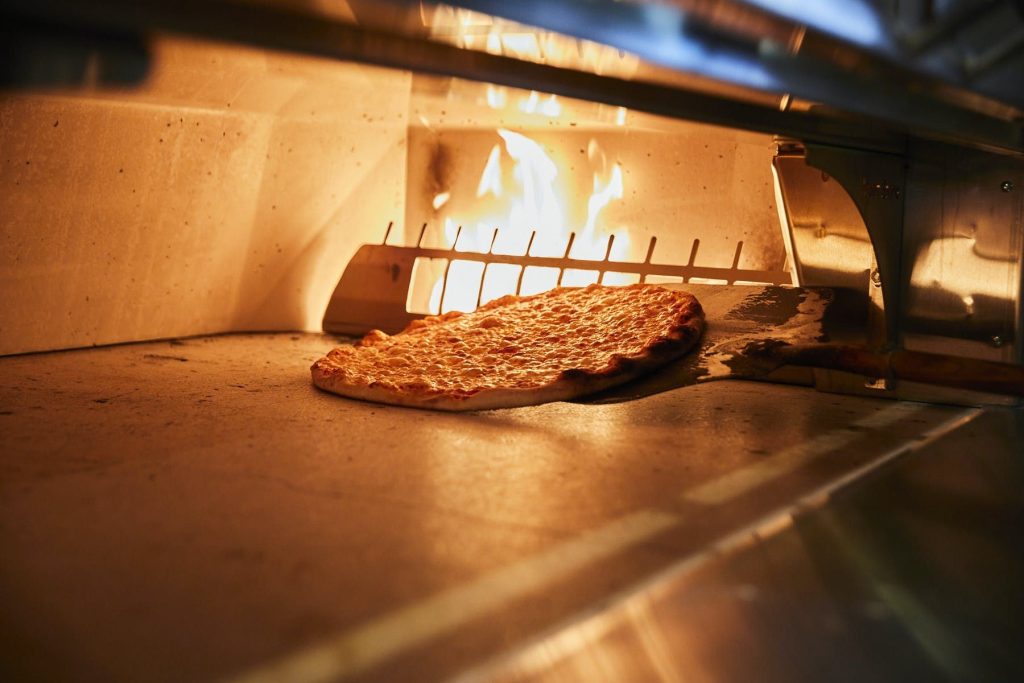 pizza in a pizza oven