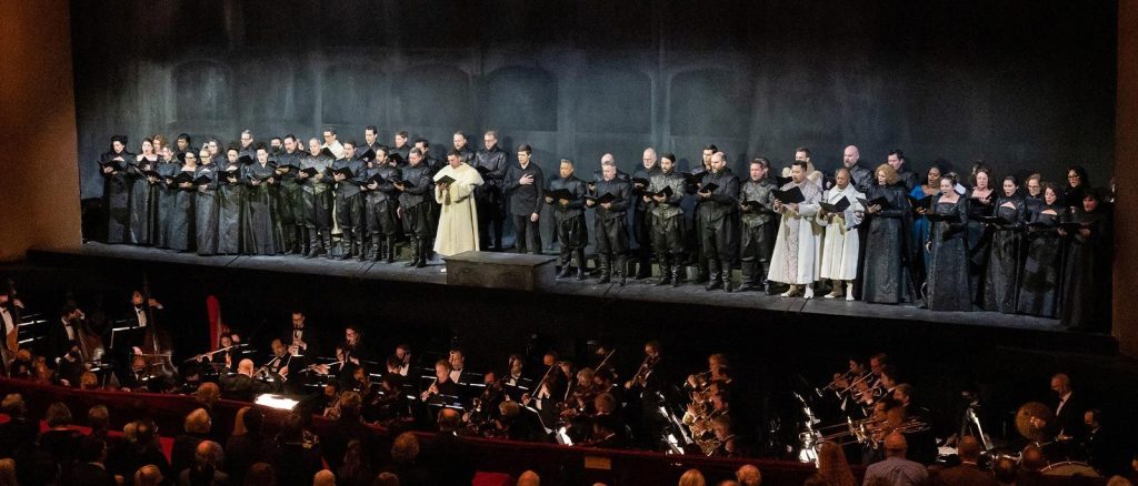 performers at the met sing on stage together