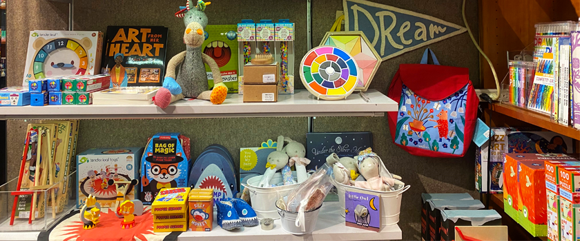 selection of kids gifts at american folk art museum shop
