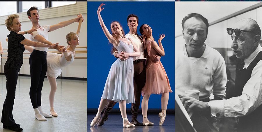 collage of students practicing and performing ballet