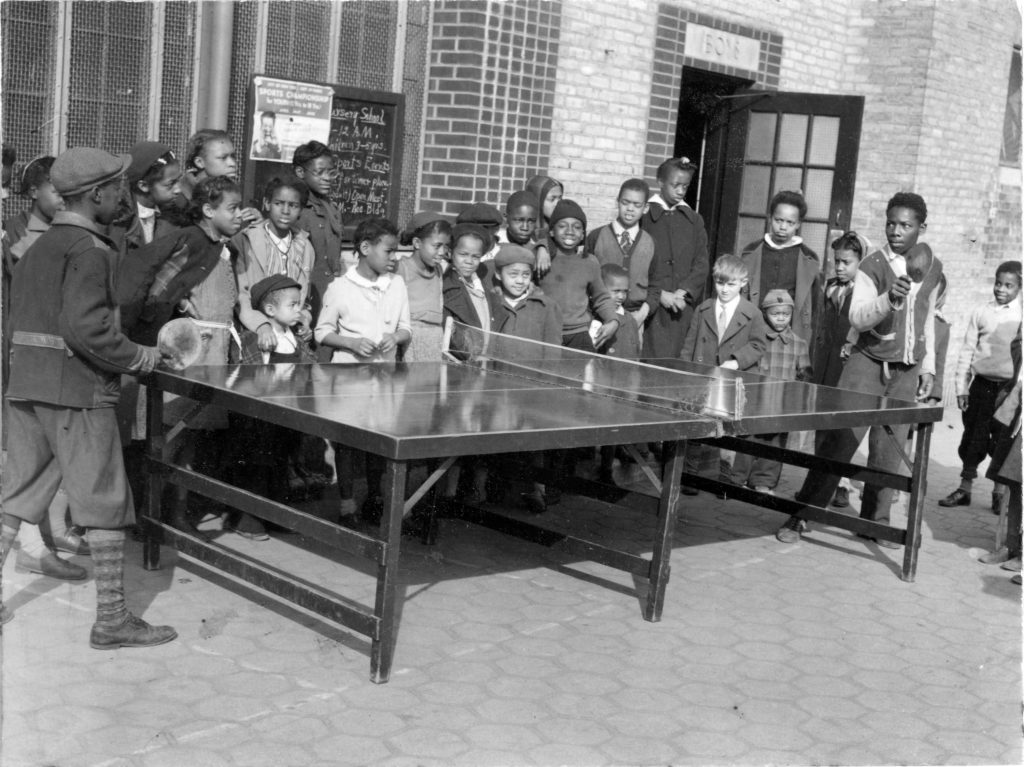 Children Playing Ping Pong in Marcus Garvey Park in 1943