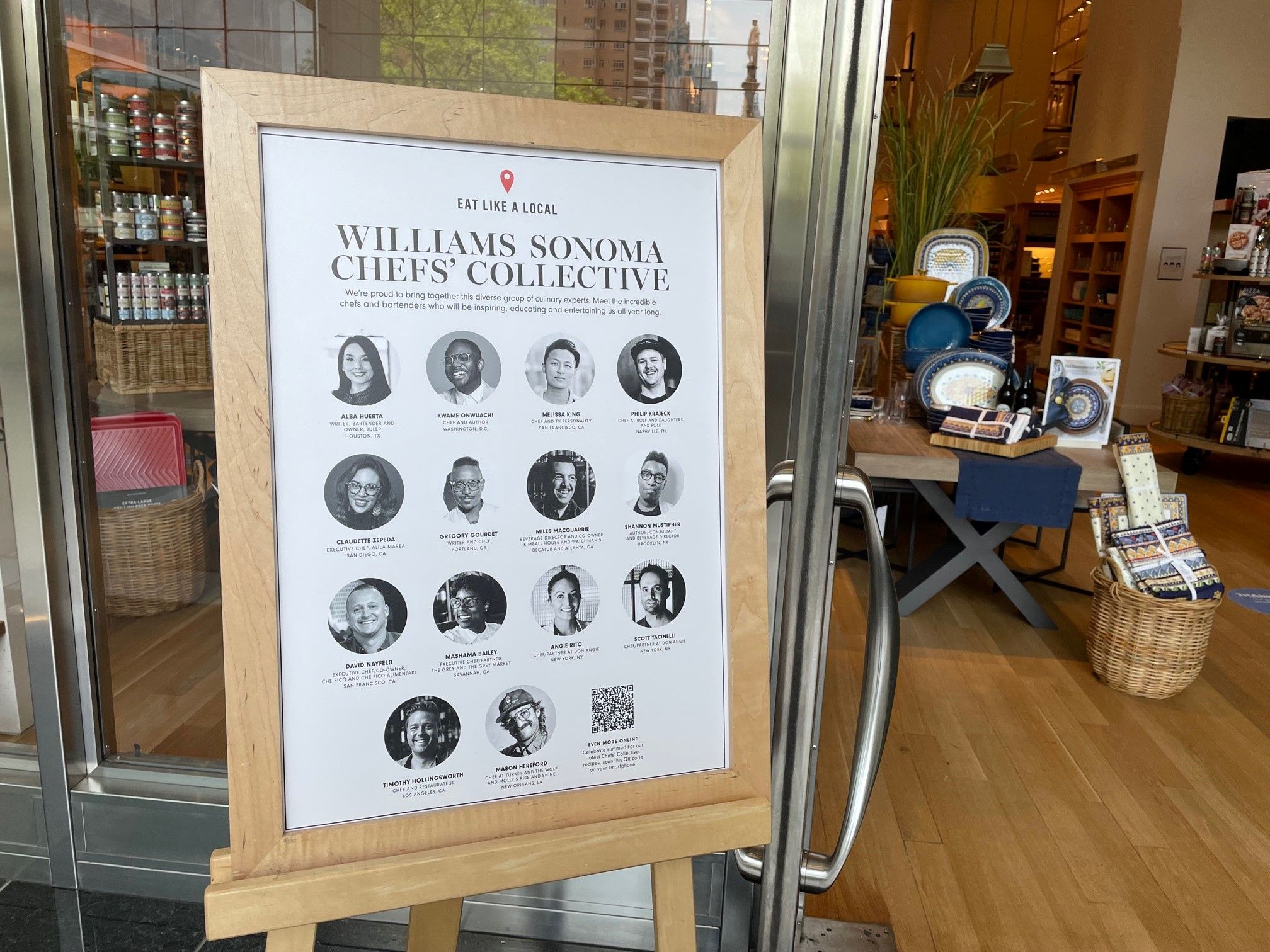 sign advertising williams sonoma chefs' collective outside of the 10 columvus circle store