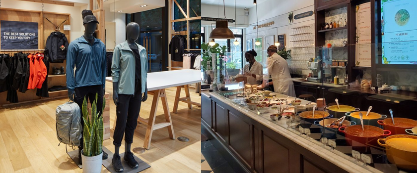 inside of arc'teryx and inside of le botaniste