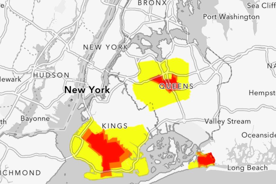 screencap of the covid-19 map with the different zones