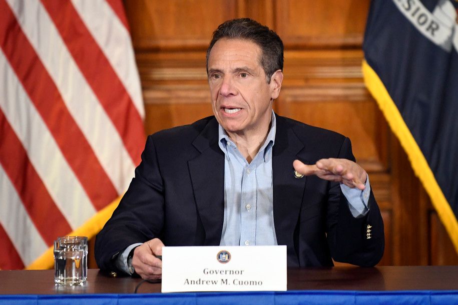 Governor Cuomo giving a press conference