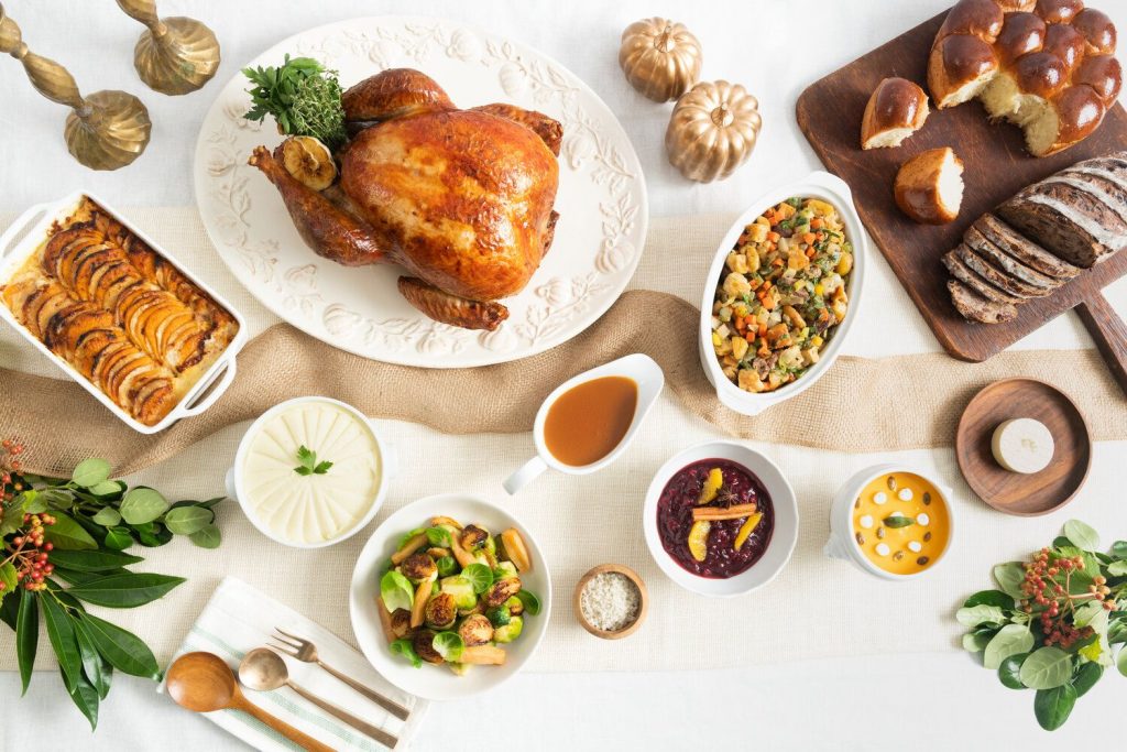 thanksgiving dinner on a table