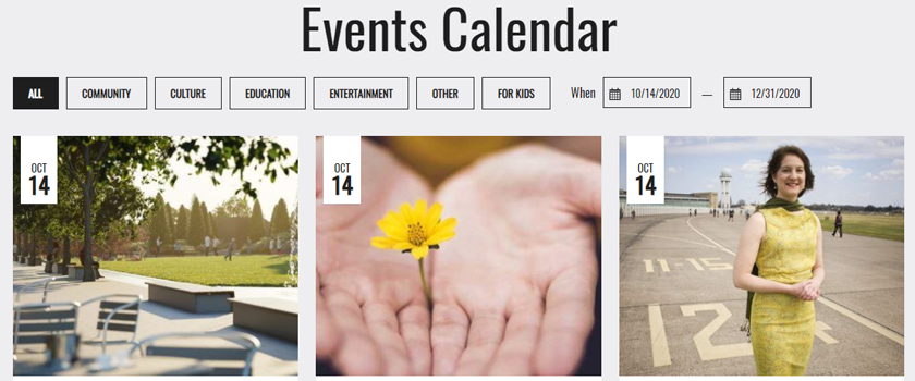 screenshot of the lsbid events calendar