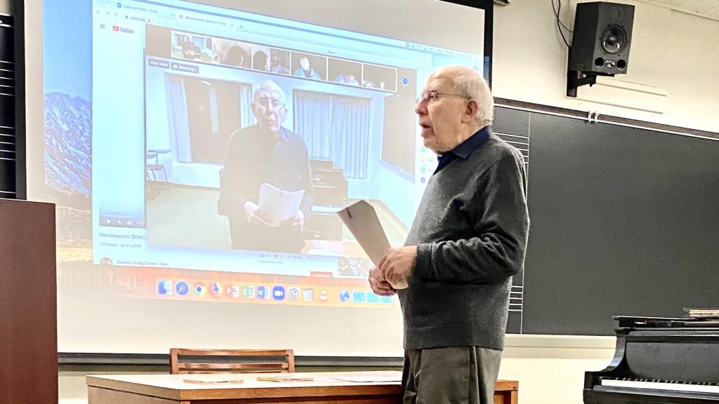 professor teaching a class online