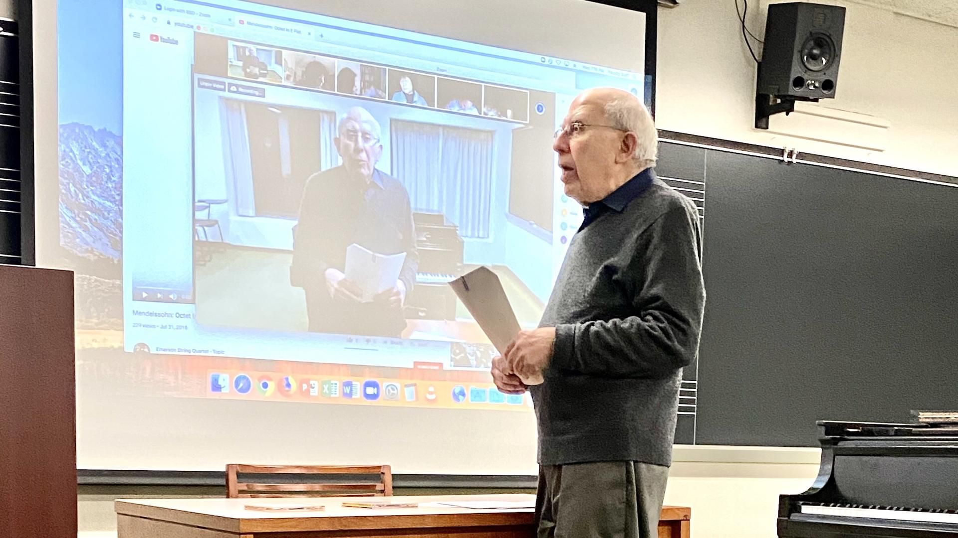 professor teaching a class online