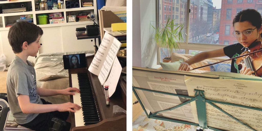 kaufman students play the violin and piano