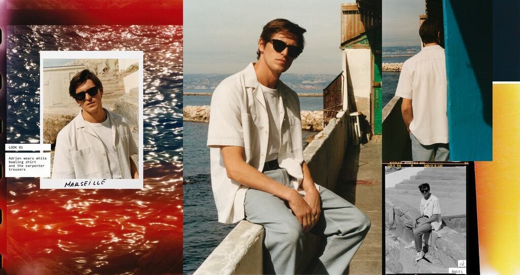 a collage of men's fashion rom Zara's spring men's catalouge