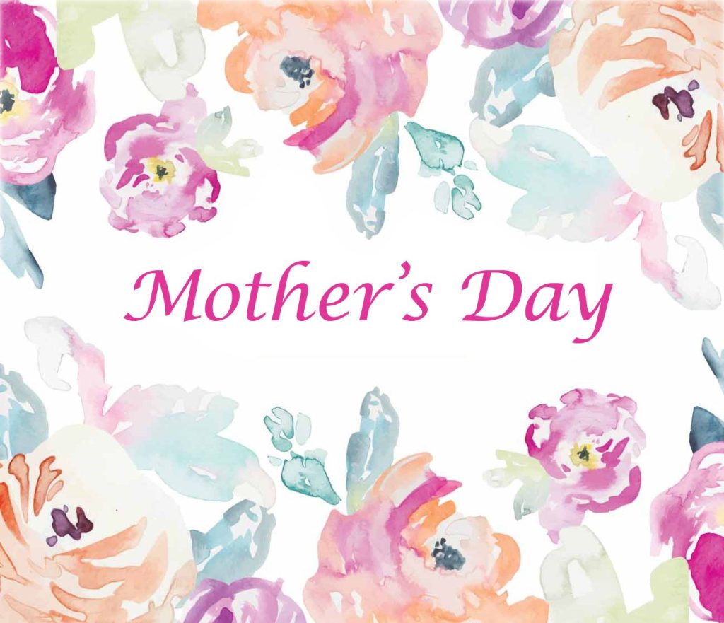 Water color floral imagery with the words Mother's Day