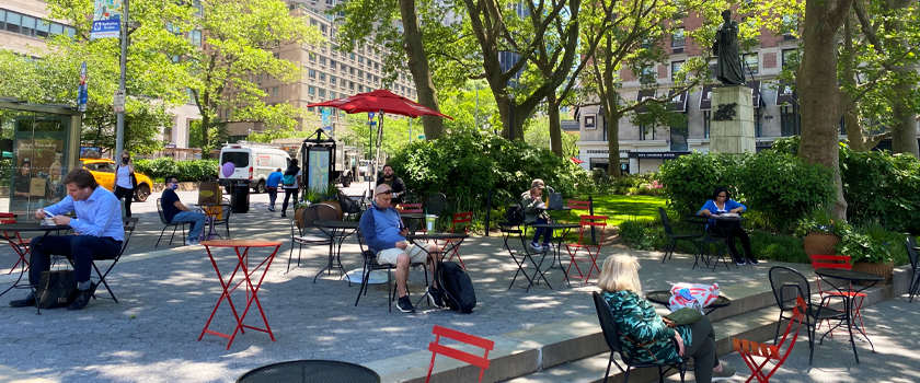 people sitting outside at dante break