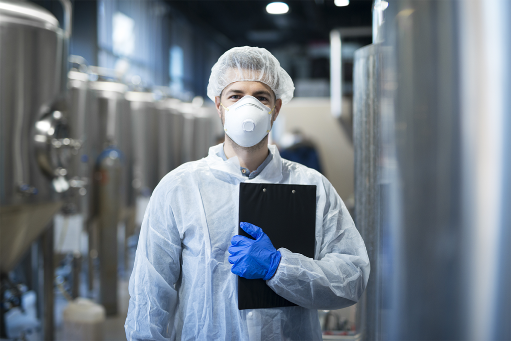 man wearing PPE mask