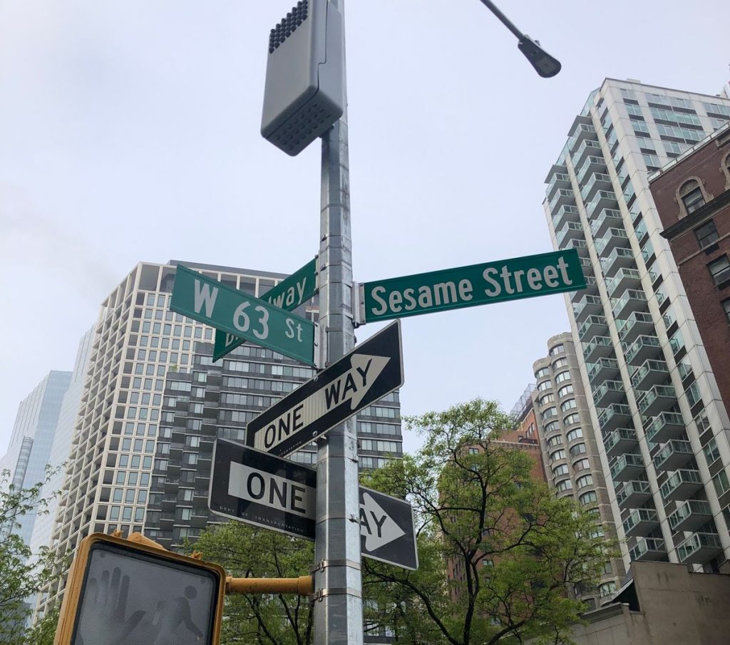 The Sesame Street sign at 63rd Street and Broadway