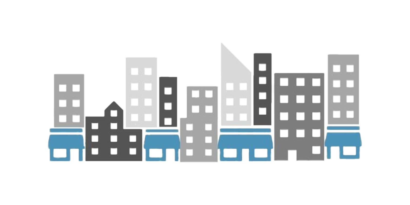 graphic of buildings lined up in a row