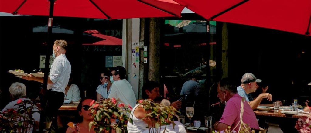diners eating outside