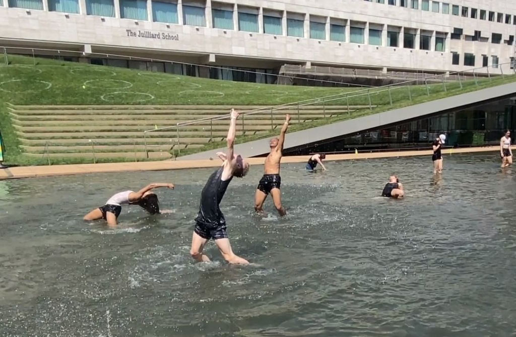 GALLIM dancers rehearse for You Are Here in the reflecting pool
