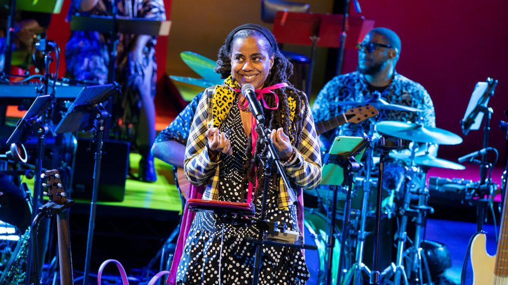 Photo of a singer smiling