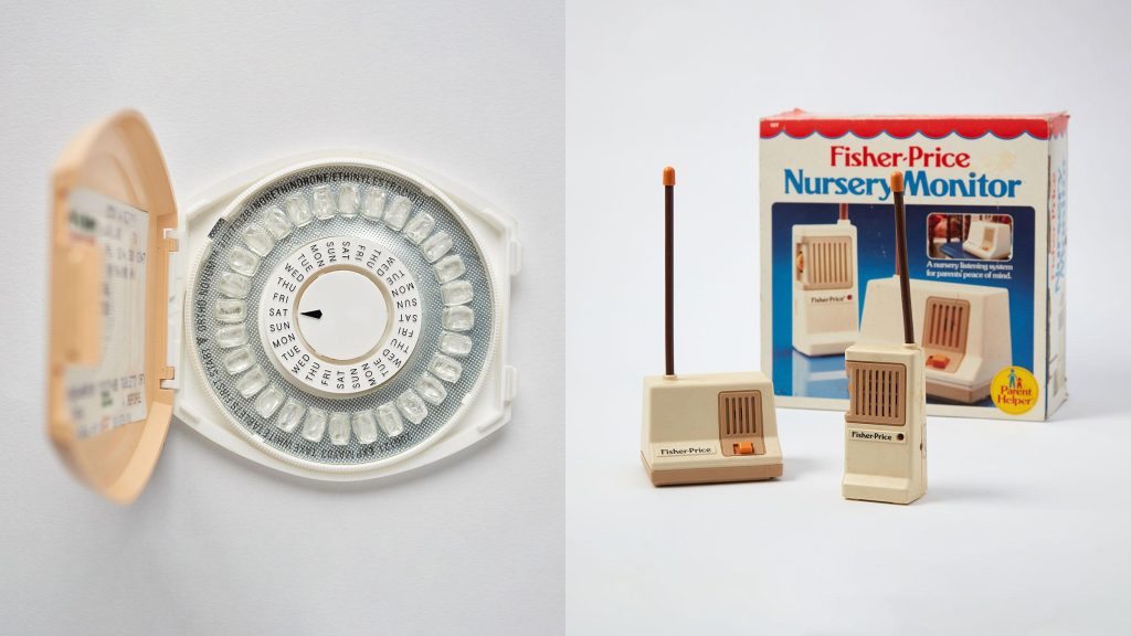 Photo of birth control pill box and nursery play set