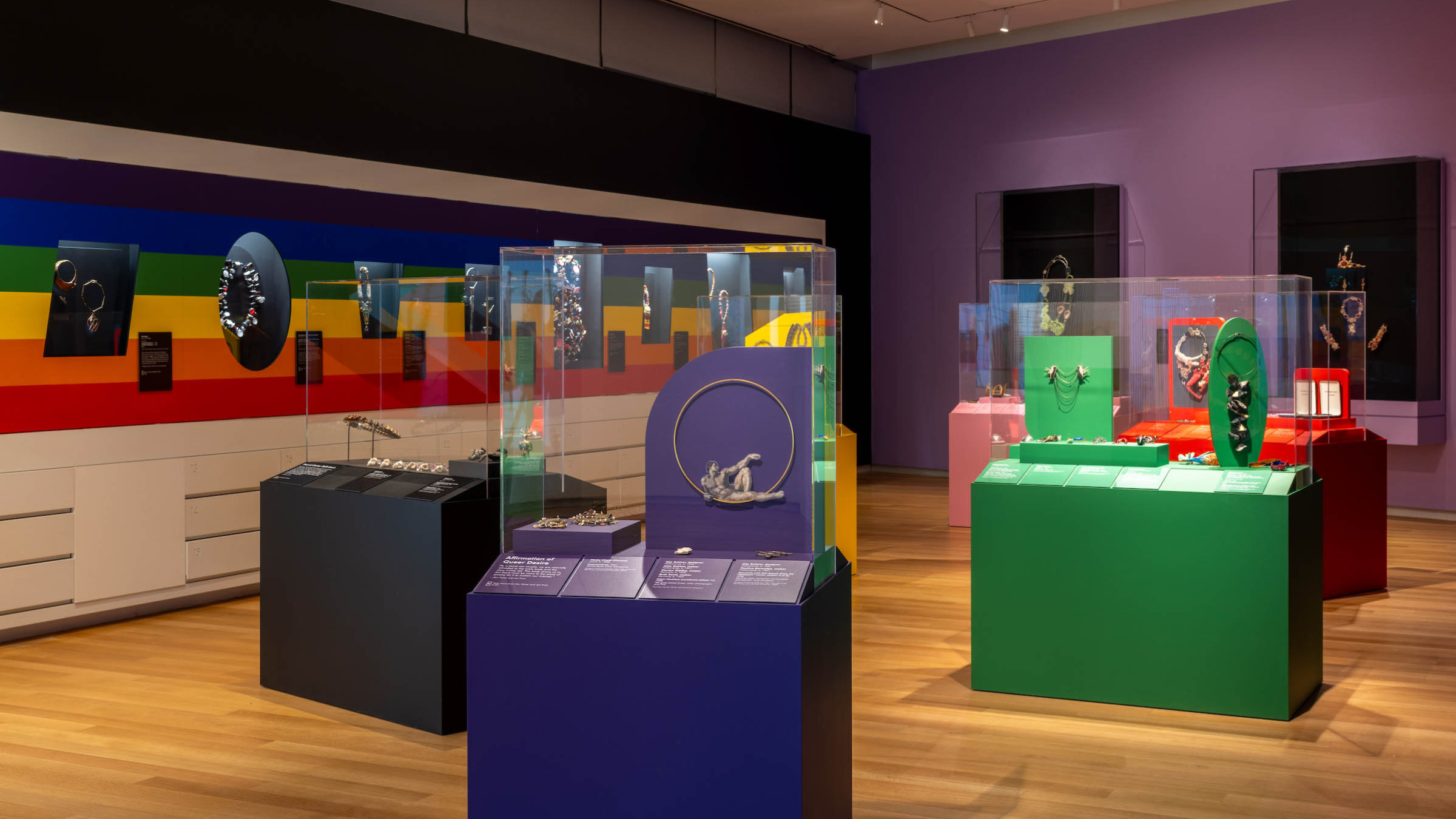 Photo of jewelry display cases at the Museum of Arts and Design