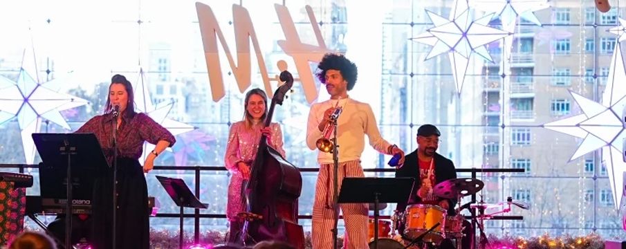 Photo of a band performing at The Shops at Columbus Circle