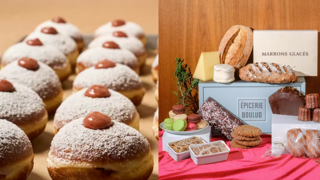 Photo of doughnuts and a holiday food gift box